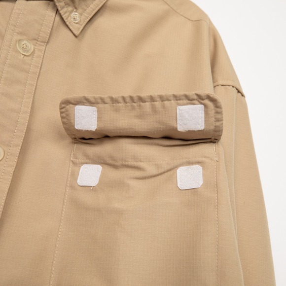 Duluth Trading Co. Button Up Shirt Roll Tab Long Sleeve Relaxed Fit Men Beige - Picture 8 of 12